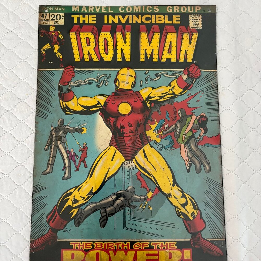 The Invincible Iron Man The Birth of The Power 9x13in Collectible Tin Wall Decor